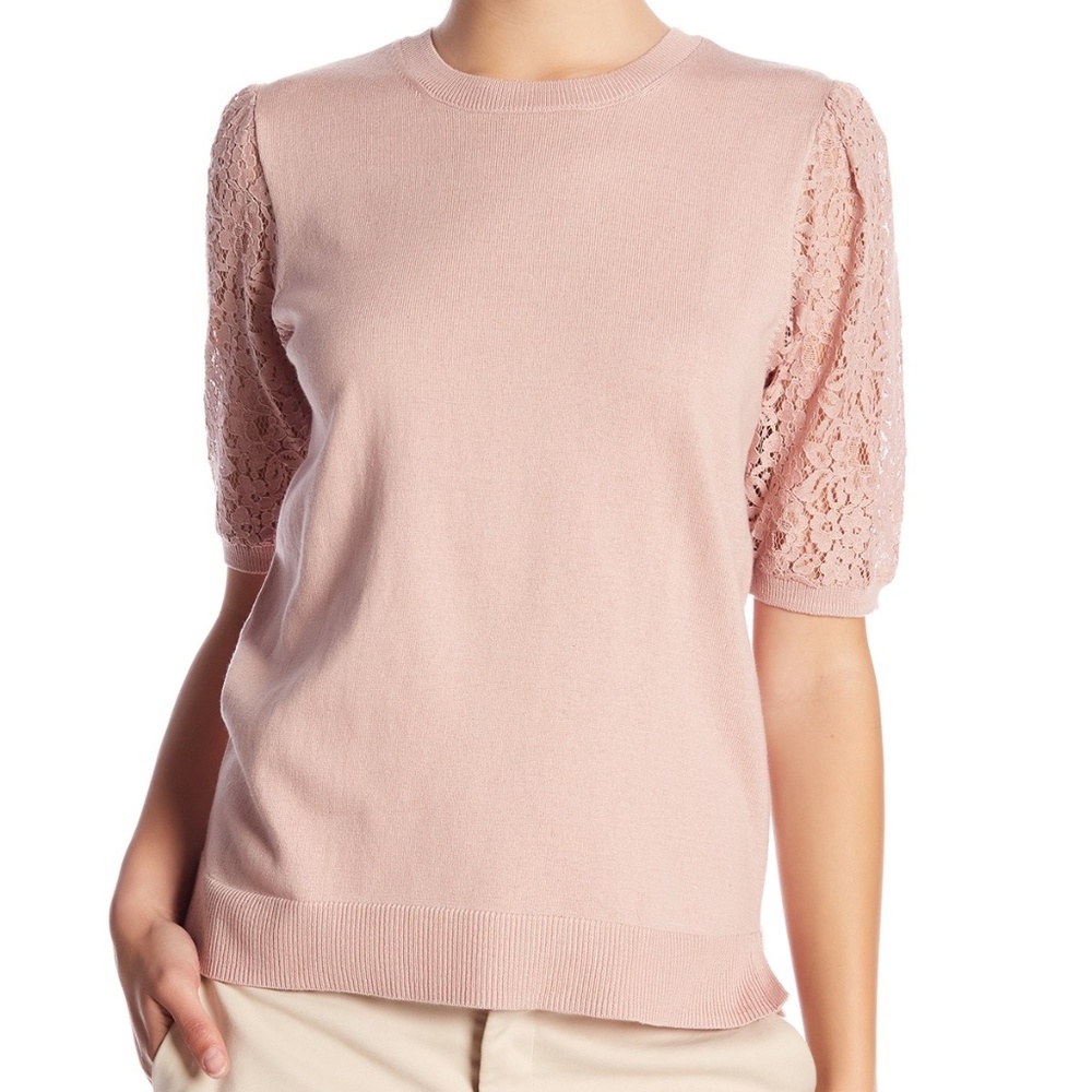 14th & Union Crochet Lace Sleeve Sweater